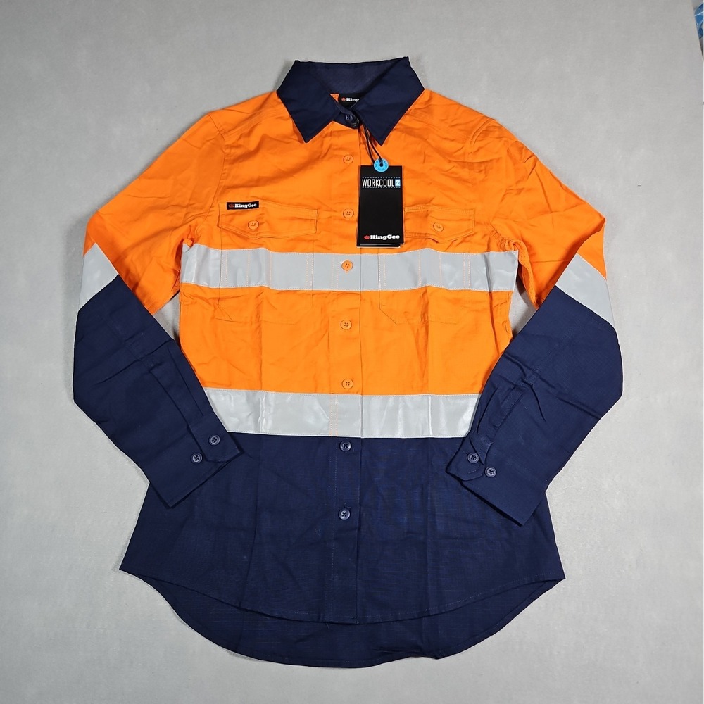 KingGee Womens Workcool High Visibility Reflective Workwear Shirt Size 6 NWT